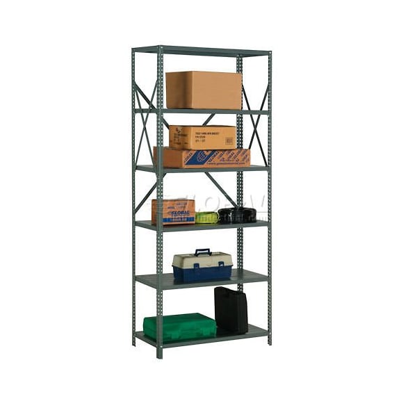 Global Industrial 6 Shelf, 18 Ga Open Steel Shelving Unit, 36inW x 18inD x 85inH, Gray 562199A - main